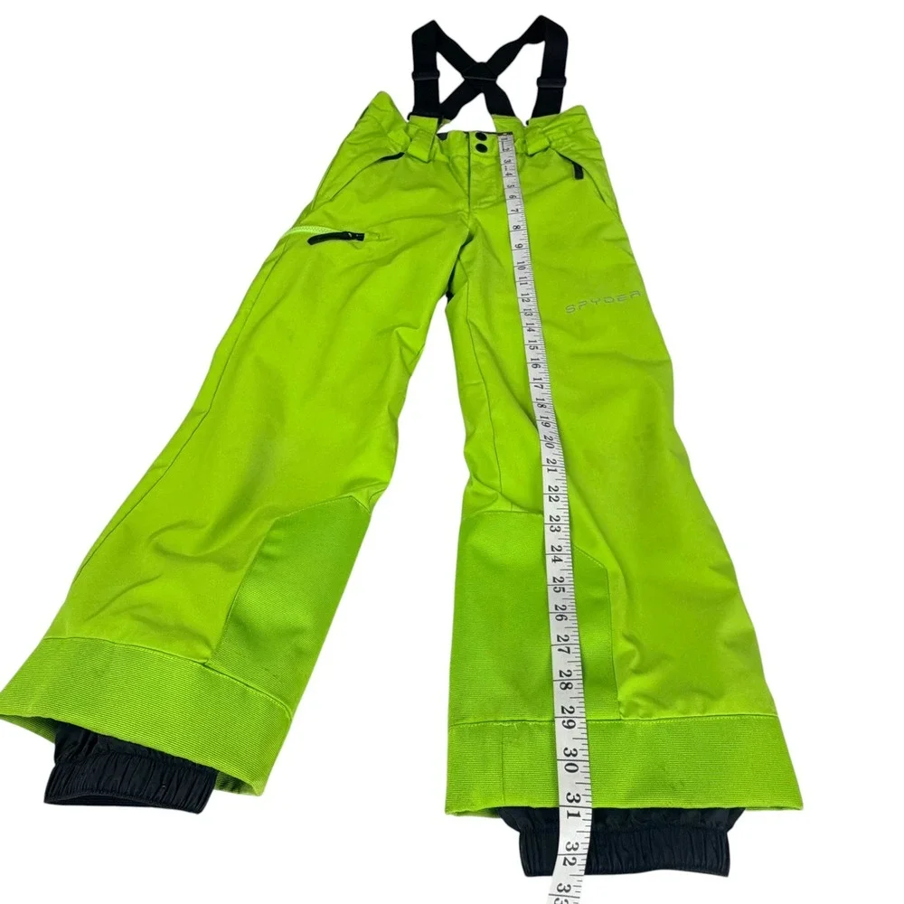 Spyder Kids Ski Snow Pants Bib Suspenders Neon Green Insulated Winter Size 8